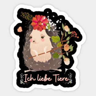 Igel Liebe Tiere Prinzessin Blumen Süß Sticker